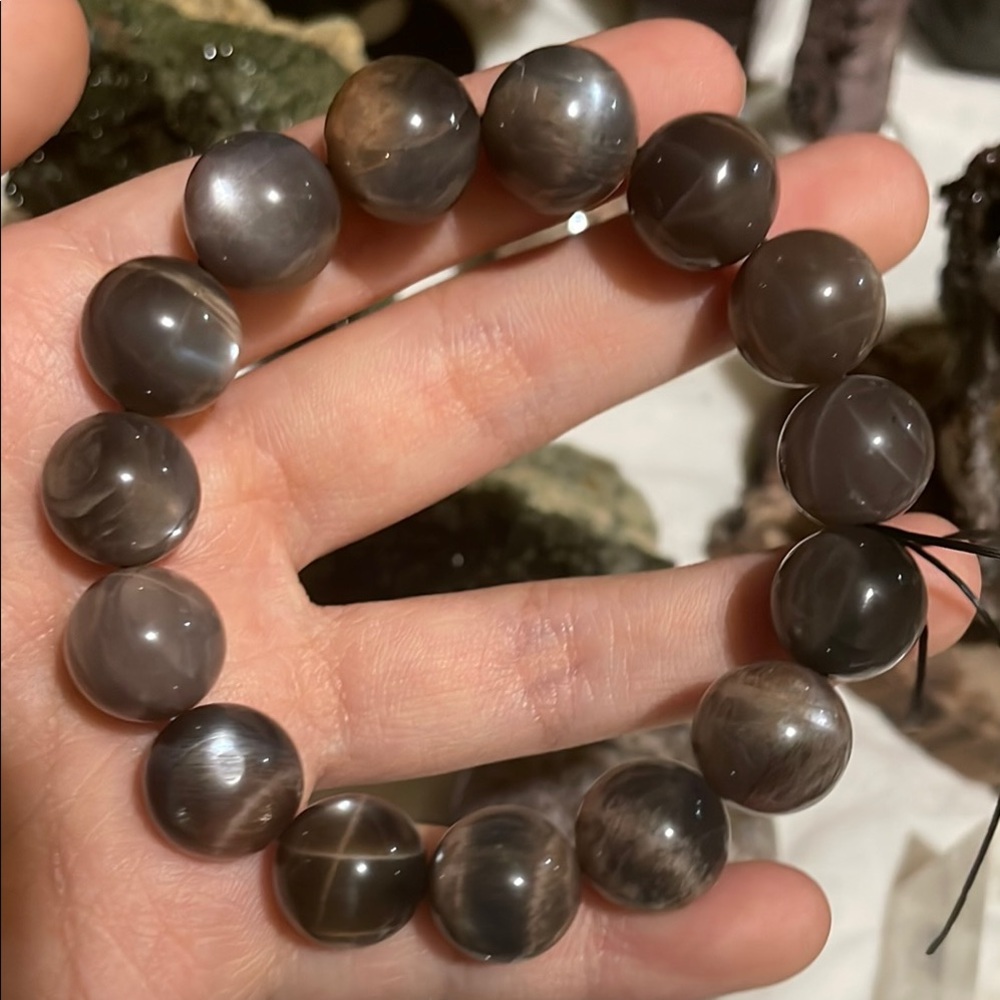 black moonstone sunstone bracelet